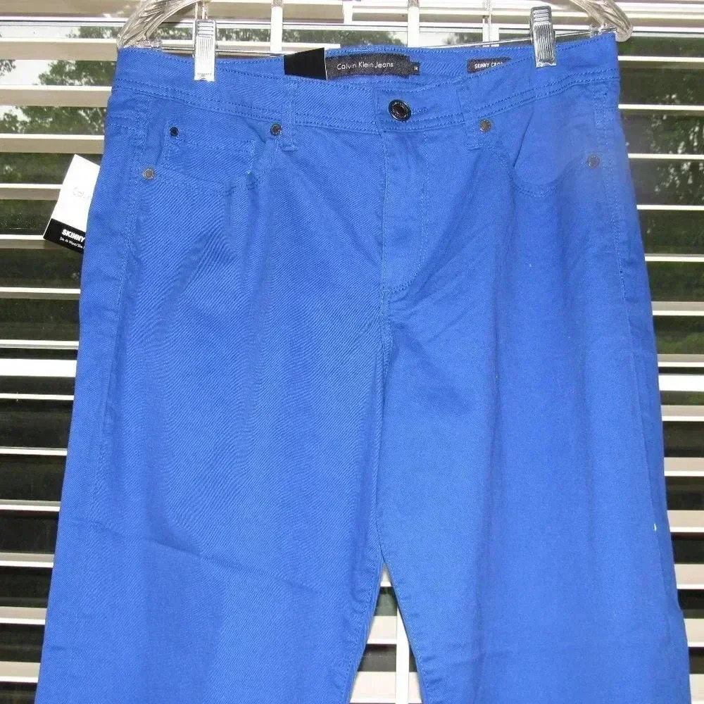 NWT CALVIN KLEIN JEANS Skinny Crop Blue Pants 14 - Picture 2 of 6